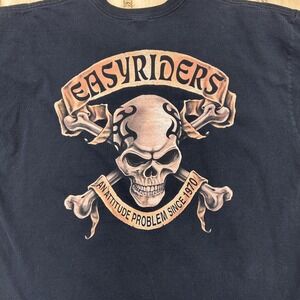 Vintage Easyriders Shirt Mens XL Black Biker Skull Motorcycle Pocket Tee T-Shirt